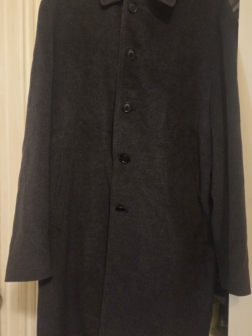 Jacob Siegel Nordstrom Black Wool Overcoat Mens 42L Vintage Top Coat